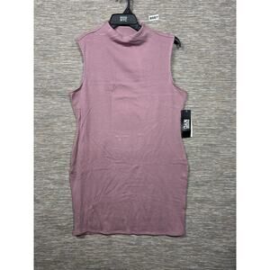 Madden NYC Dress Womens 20 Pink Sleeveless Mock Neck Open Back Bodycon Mini